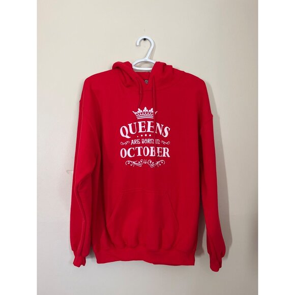 Gildan Womens Medium Hoodie Sweatshirt Front Pockets Queens Are Born in October - Picture 1 of 6